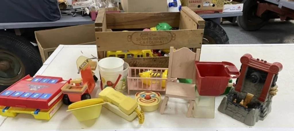 Wood Produce Box Full of Toys