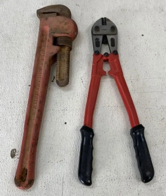 Bolt Cutters and Pipe Wrench