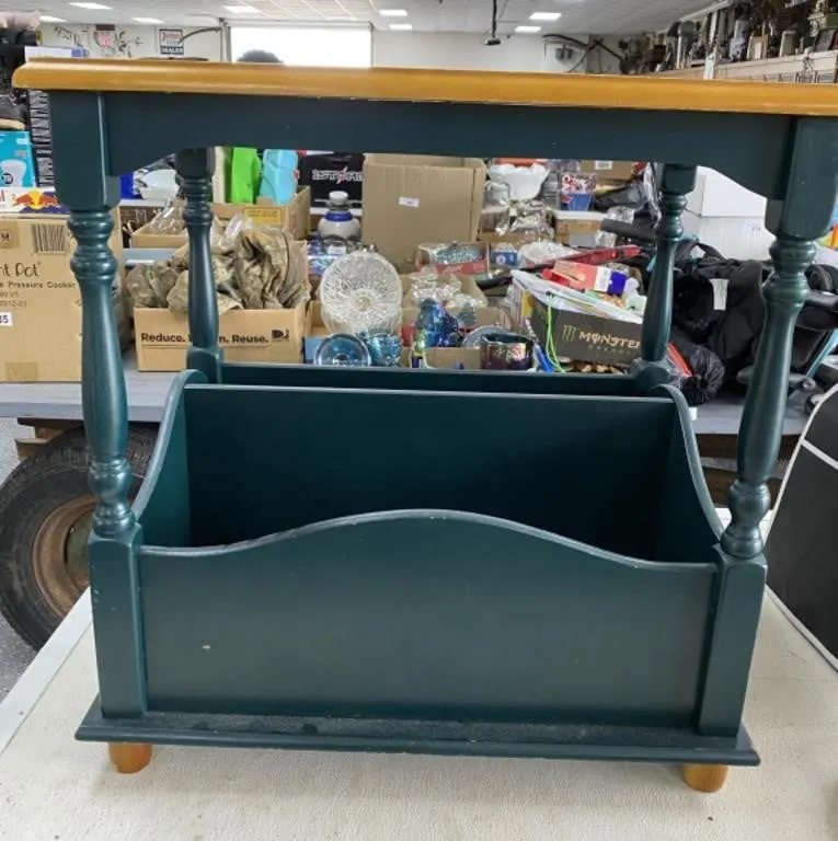 Glass Insert Magazine Table