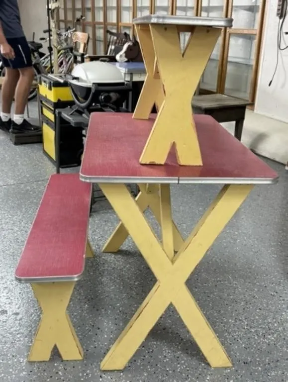 Red 40" Table and Benches