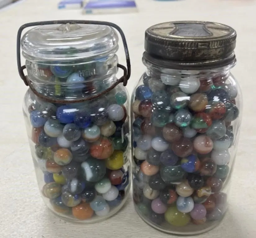 2 - Quart Jars of Marbles
