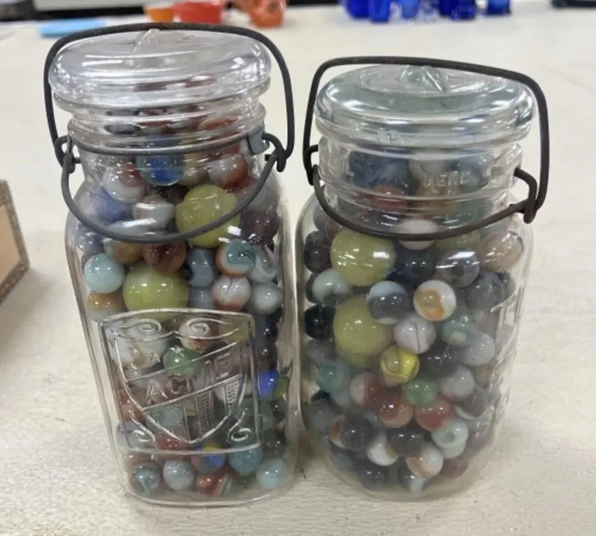 2 - Quart Jars of Marbles