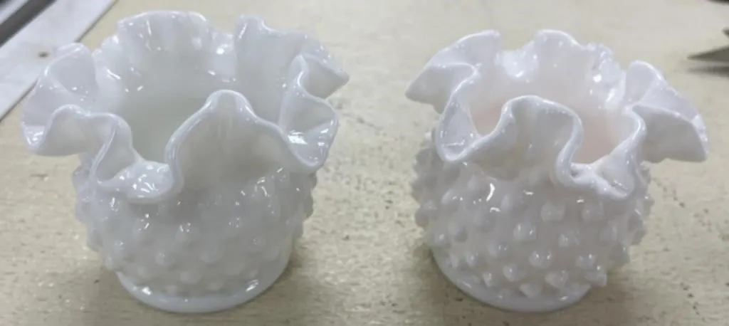 2 - Hobnail Milk Glass Bowls