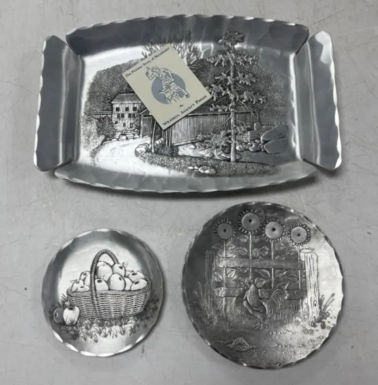 Hammered Aluminum Platter & Plates