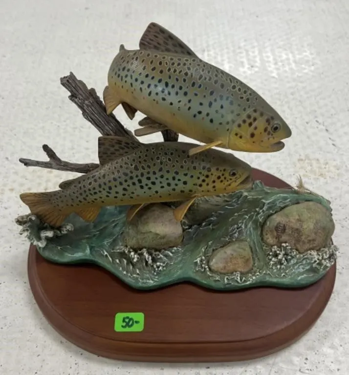 Resin Fish Sculpture on Base