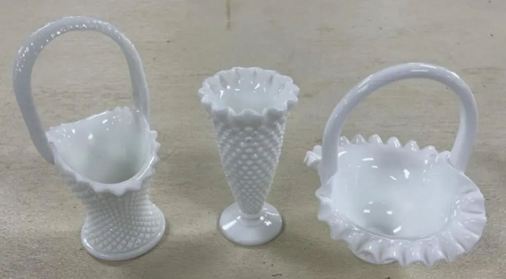 Milk Glass Vases & Baskets