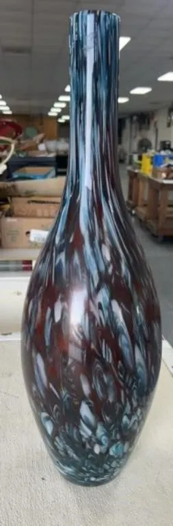 20" Hand Blown MCM Swirl Vase