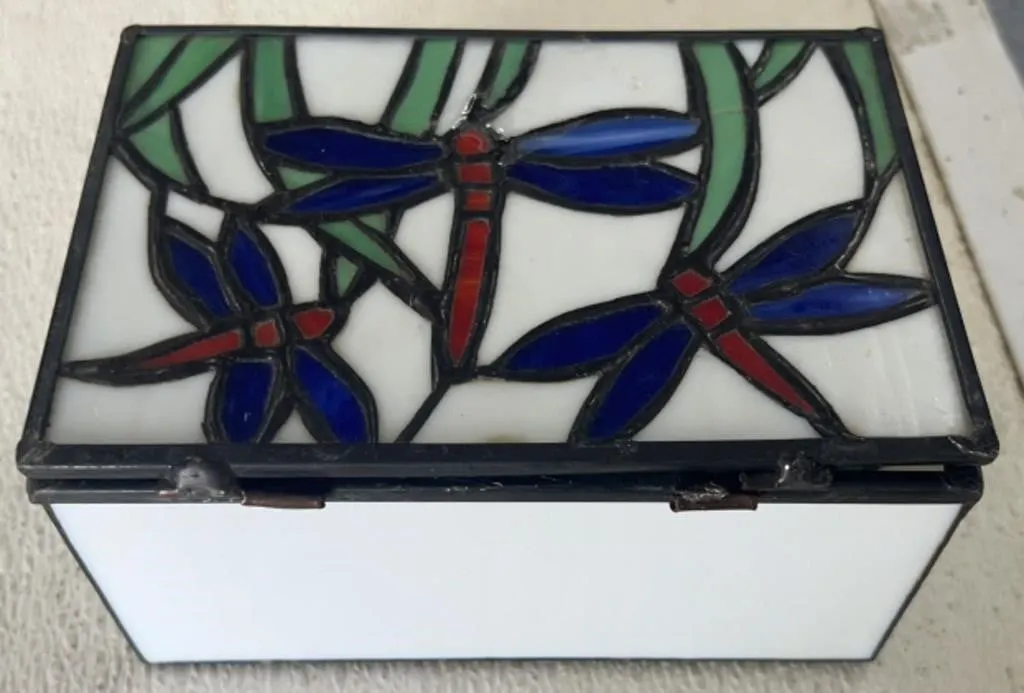 Stained Glass Dragonfly Box