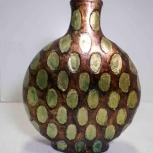 10" Tall Brown & Green Metallic Painted Vase