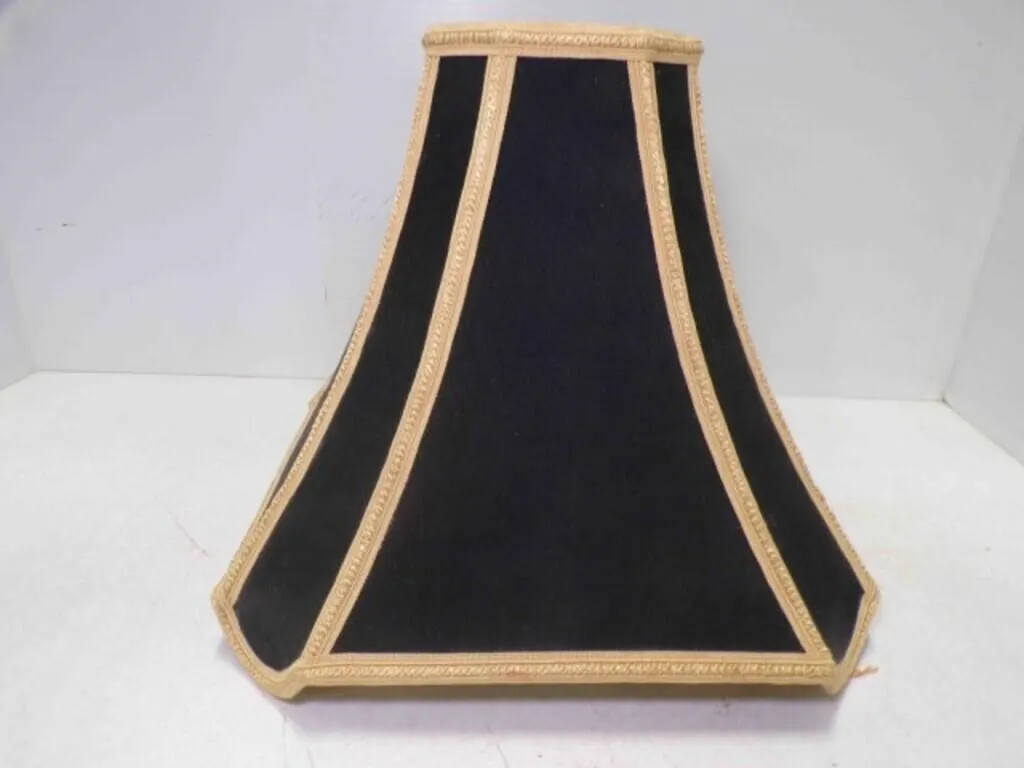 Vintage Black w/Gold Trim Square Bell Lamp Shade