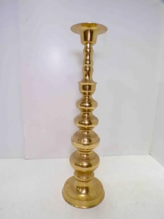 Vintage Brass 22" Stacked Node Brass Floor Candle