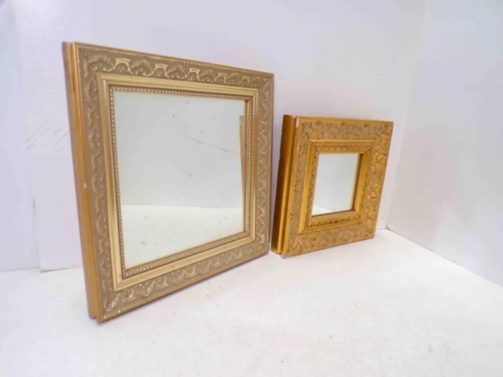 2 Square Wall Hanging Mirrors - 9�" X 9�" &