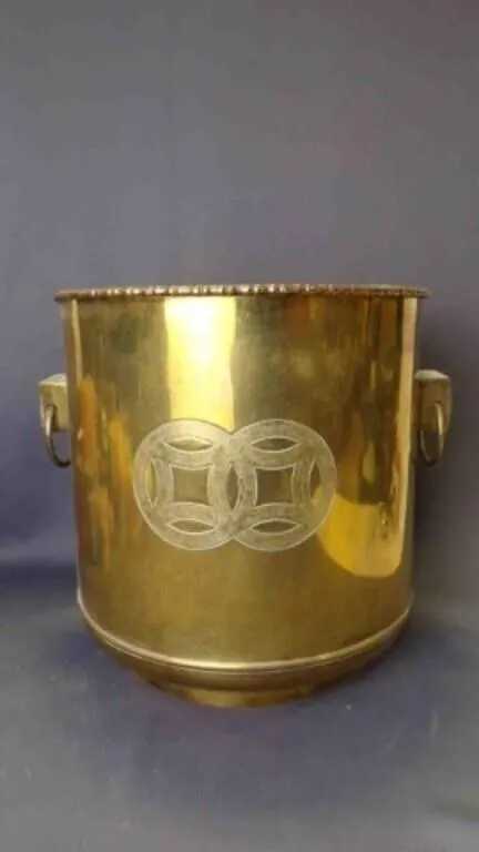 Vintage Chinoiserie Heavy Brass Catch pot Planter