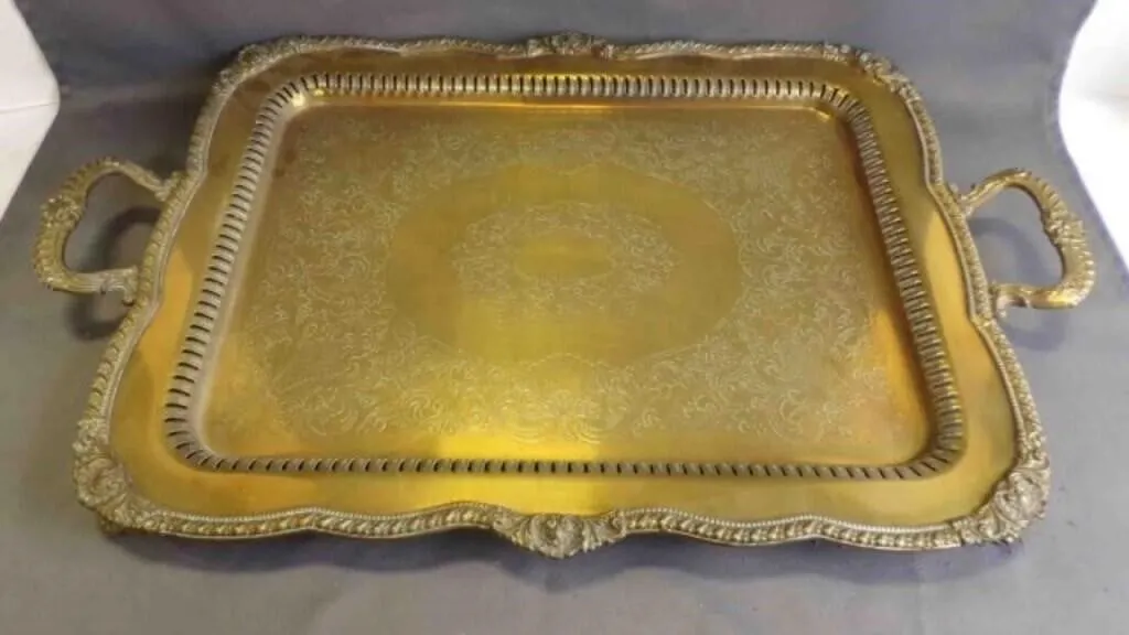 Vintage Large/Heavy Footed Butler Serving Tray