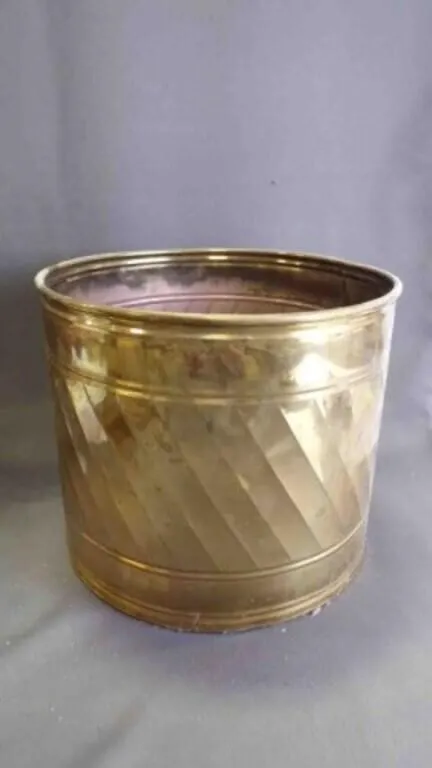 Vintage Cylinder Brass Planter or Waste Basket