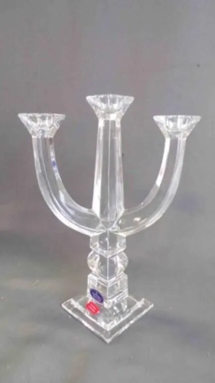 Vintage Lead Crystal 3-Arm Candelabra Holder