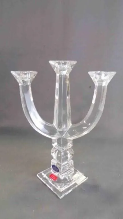 Vintage Lead Crystal 3-Arm Candelabra Holder