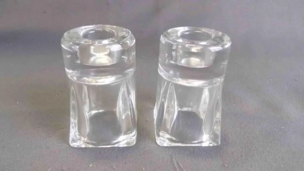 2 Heavy Glass Votive or Candlestick Holder