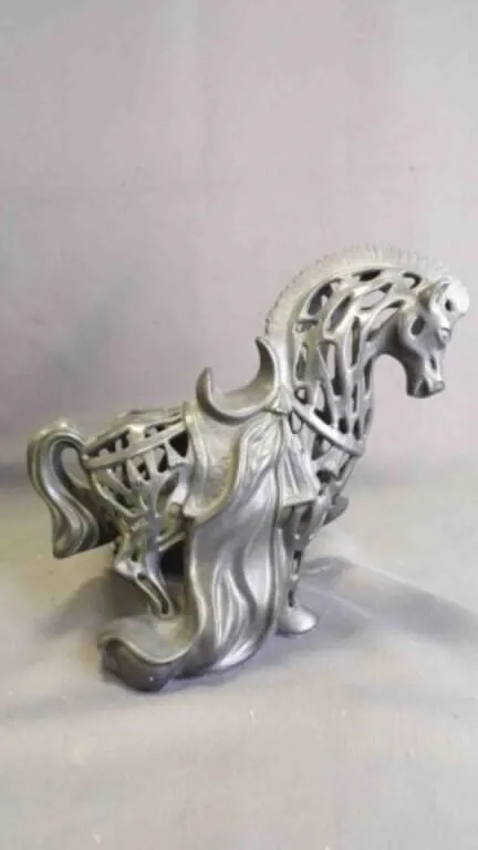 Vintage Pierced/Carved Ceramic Trojan Horse Statue