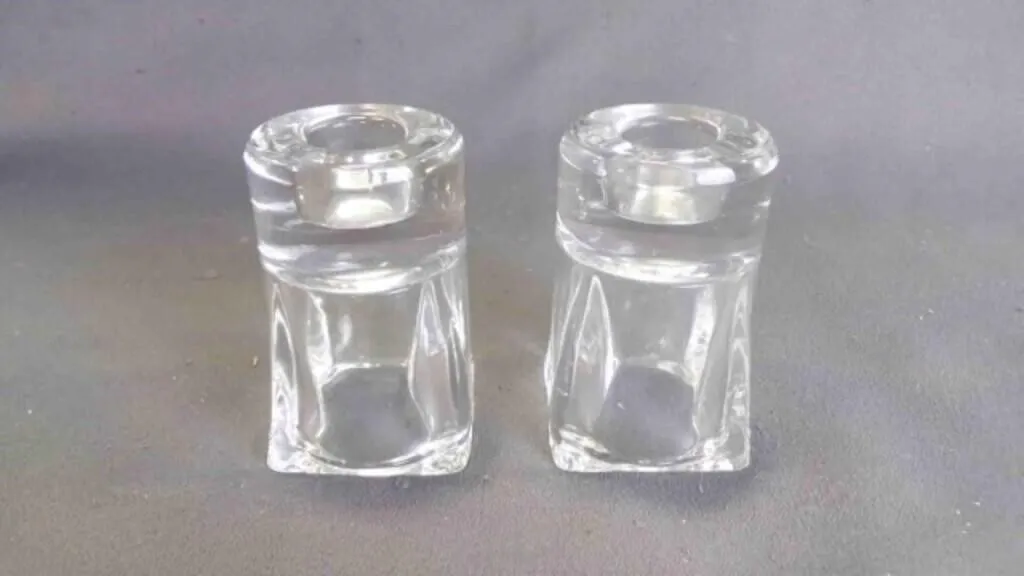 2 Heavy Glass Votive or Candlestick Holder