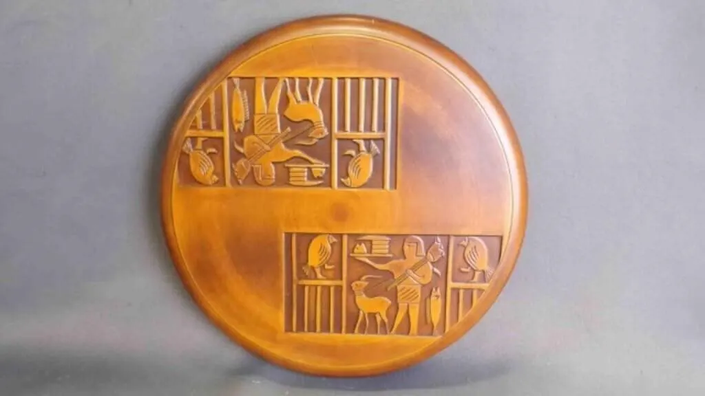 Vintage Wood Relief Egyptian Carving Display Stand