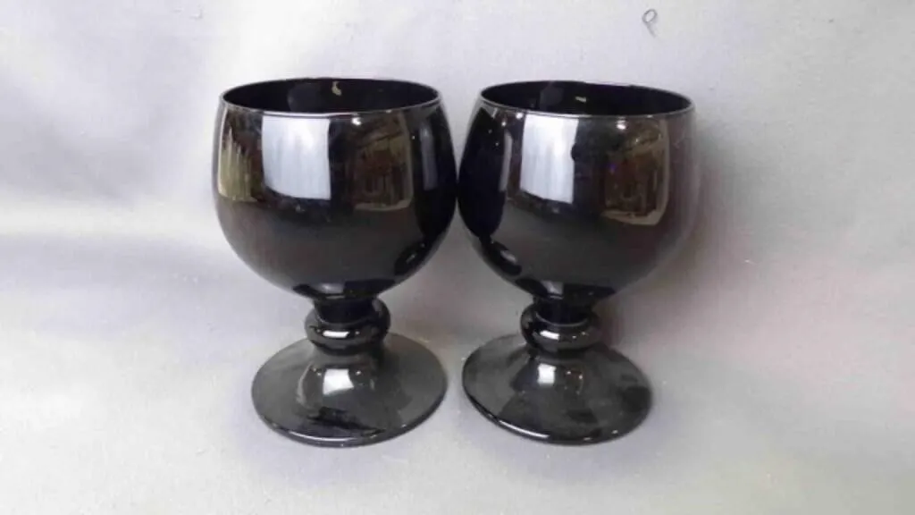 2 Vintage Black Amethyst Glass Drink Goblets