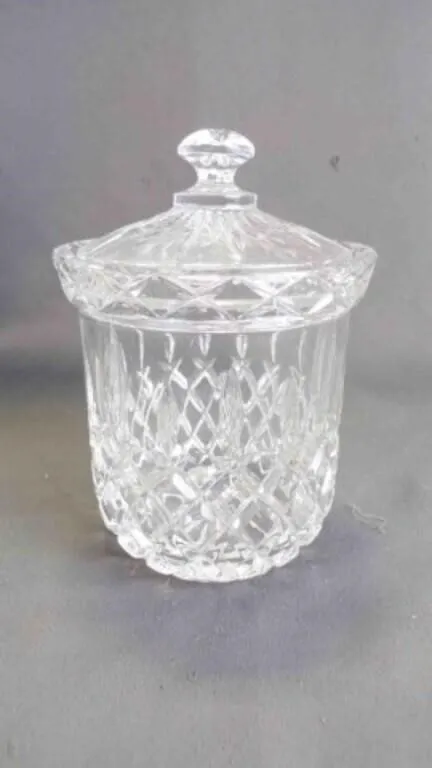 Vintage Lead Diamond Cut Crystal w/Matching Lid