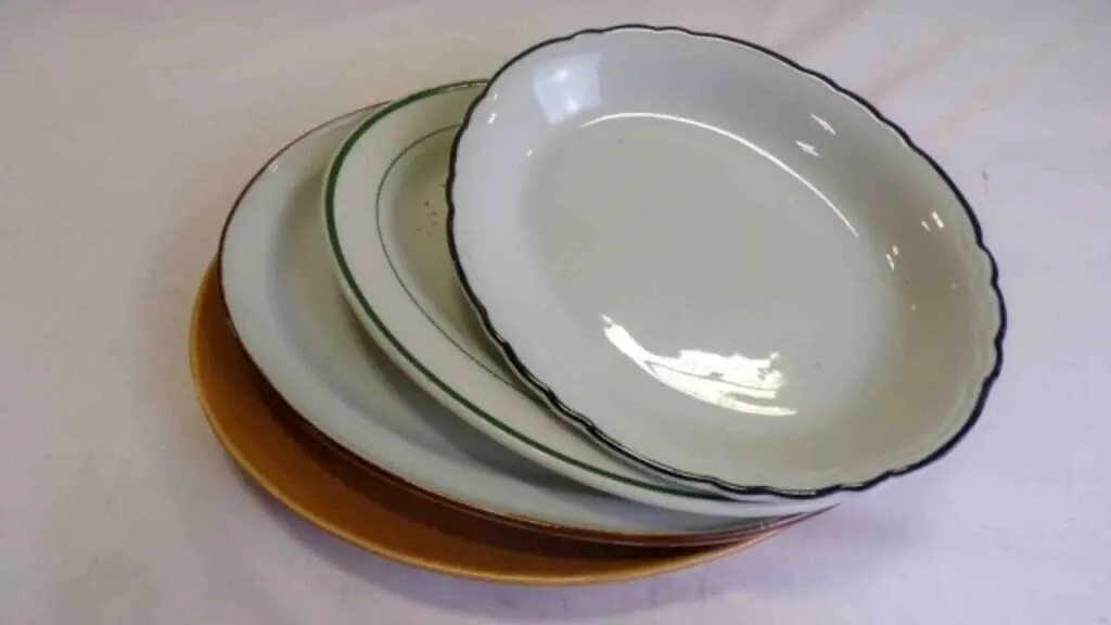 4 Vintage Enamel Stoneware Oval Platter Plates