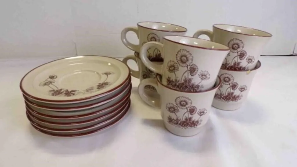12 Vintage Noritake Stoneware Mug & Plate Set