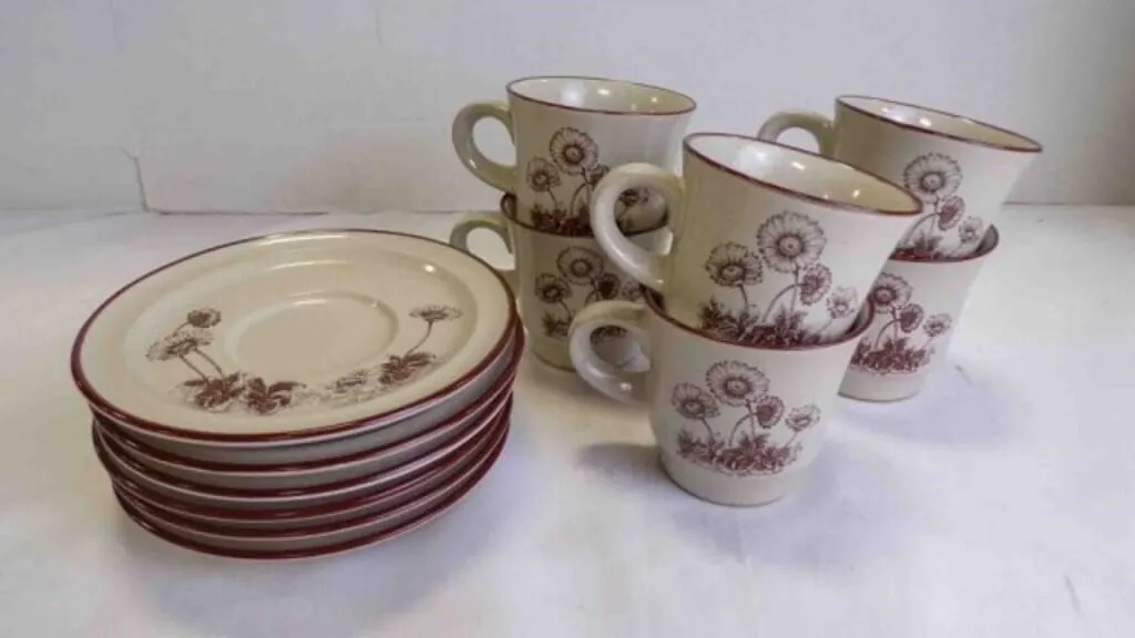 12 Vintage Noritake Stoneware Mug & Plate Set