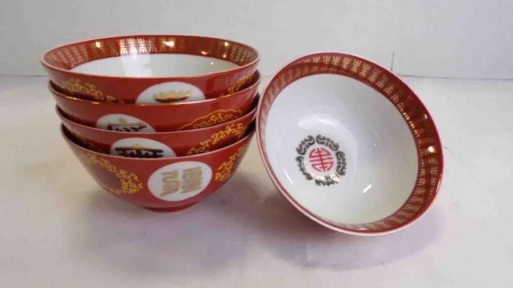 5 Vintage Chinese Porcelain Rice or Soup Bowls