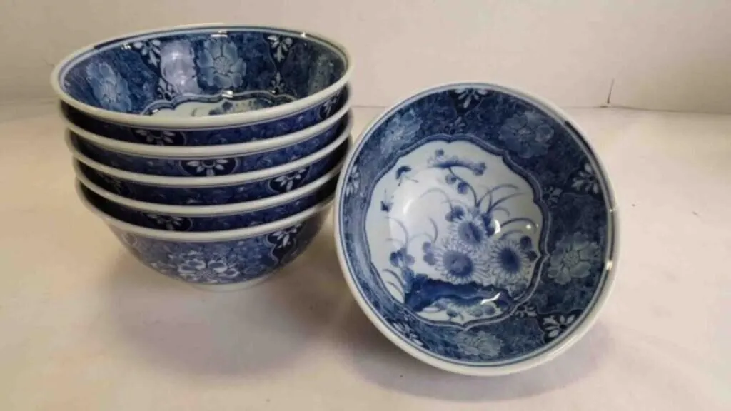 6 Vintage Japanese Porcelain Rice or Soup Bowls
