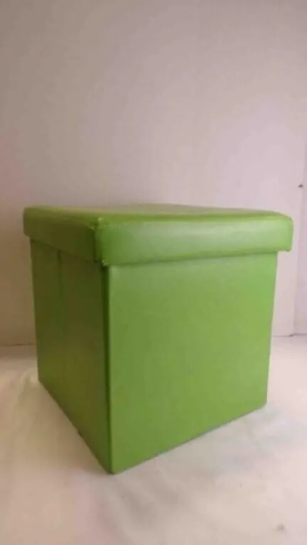 Green Faux Leather Folding Storage Ottoman Cube