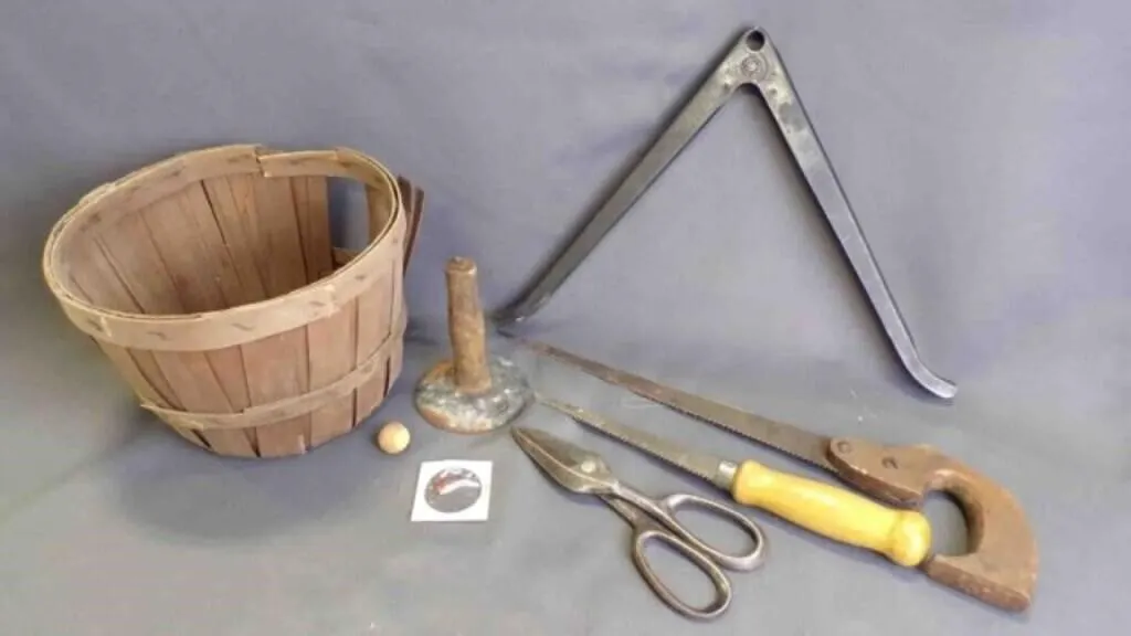 Vintage Hand Saws, Metal Pry-Bar & Antique Sheers