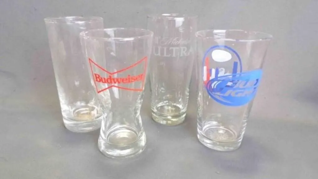 4 Beer Promotional & Clear Tall Drinking Glasses