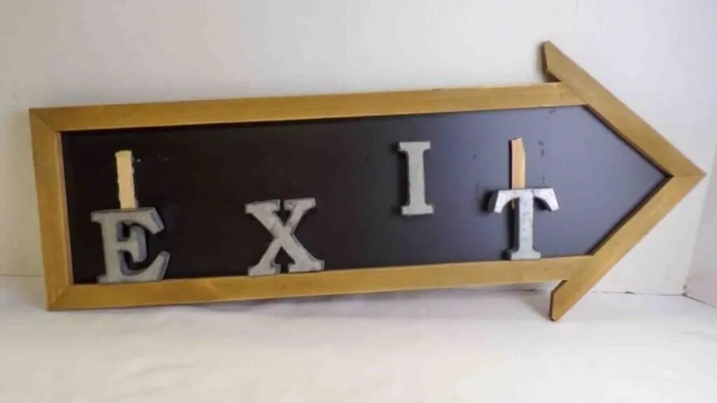 35" x 10�" Rustic Wooden Directional EXIT Sign
