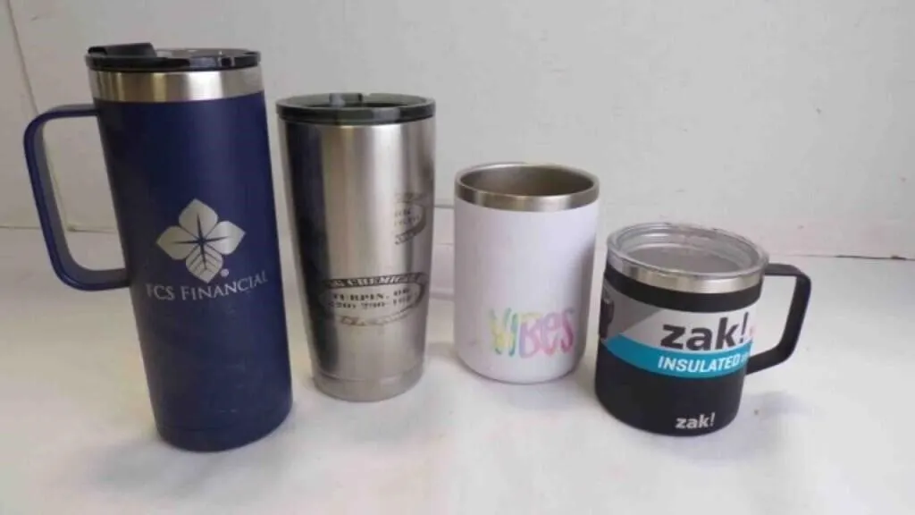 4 Insulated Travel Mugs & Tumblers 3 w/Lids