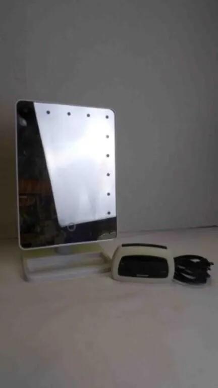 Portable Desktop LED Lighted Mirror & Alarm Clock