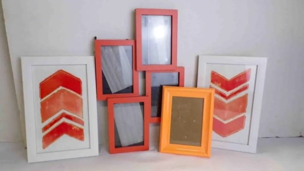 4 Abstract Chevron Framed Wall D�cor & Frames w/