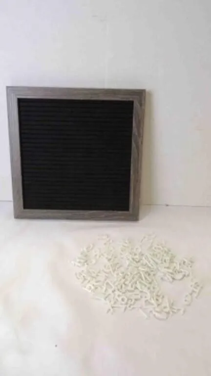 Hanging Faux Wood Letter Board with White Letters