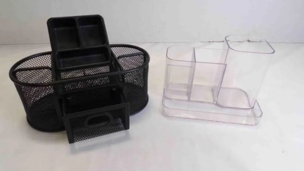 2 Metal Mesh Organizer & Acrylic Desk Caddy