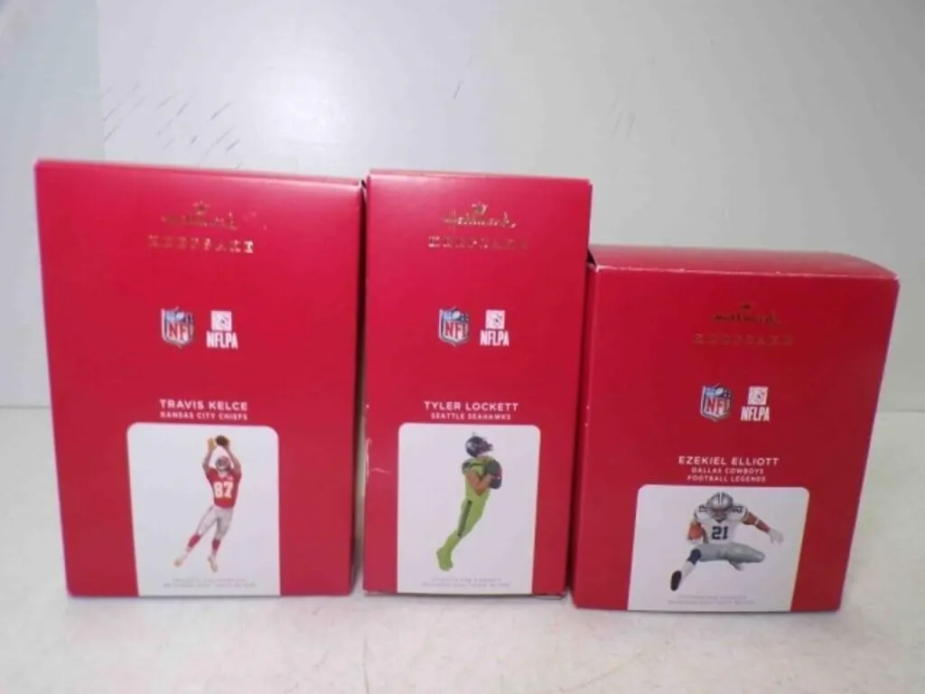 3 2021 Hallmark Keepsake NFL Ornaments - Travis