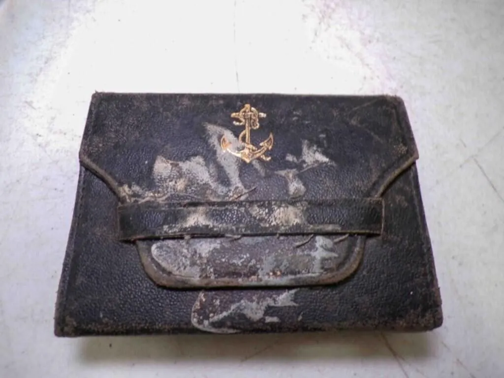 WWII Era US Navy Sewing Kit - Black Leather with