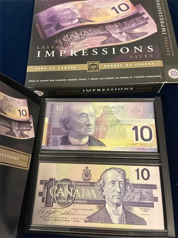 1986-2001 Ten Dollar Bank Note Set same S/N