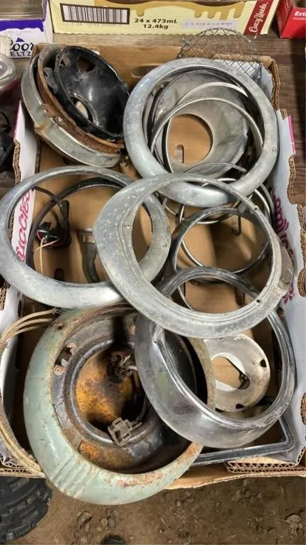 Vintage chrome headlight trim rings