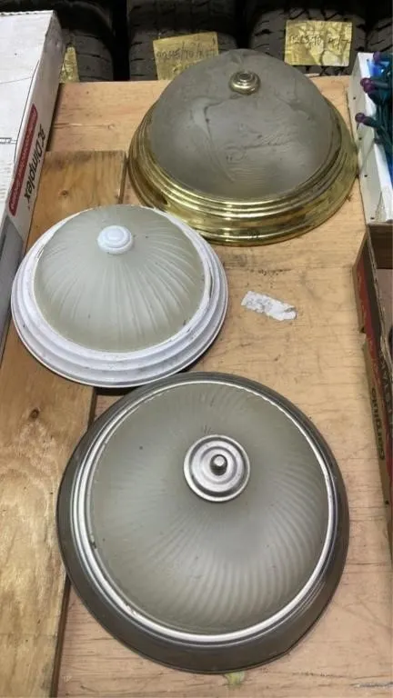 3 vintage style ceiling mounted lights
