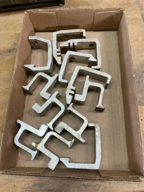 Flat of aluminum mounting clamps