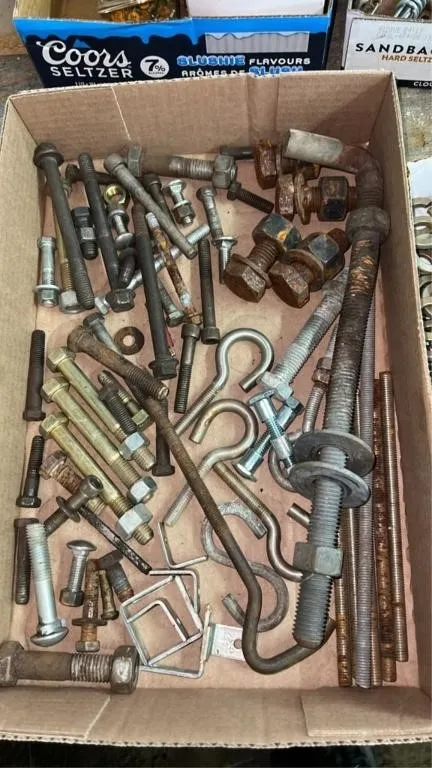 Flat of nuts and bolts