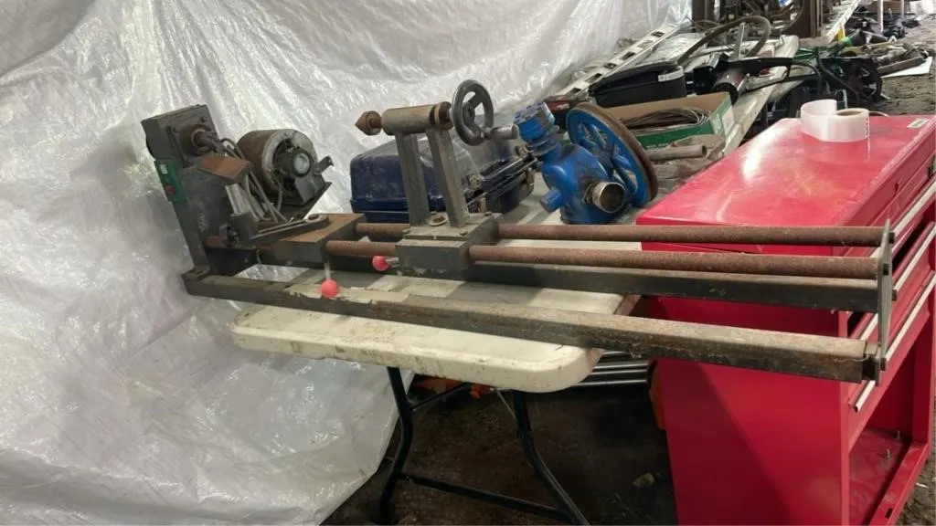 Vintage wood turning lathe