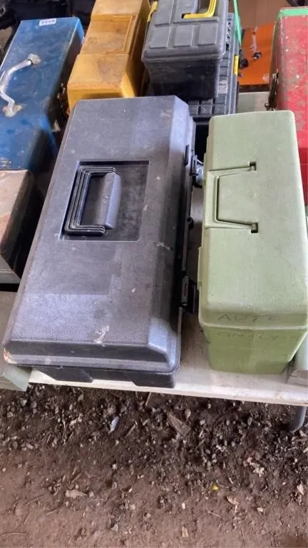 2 plastic tool boxes